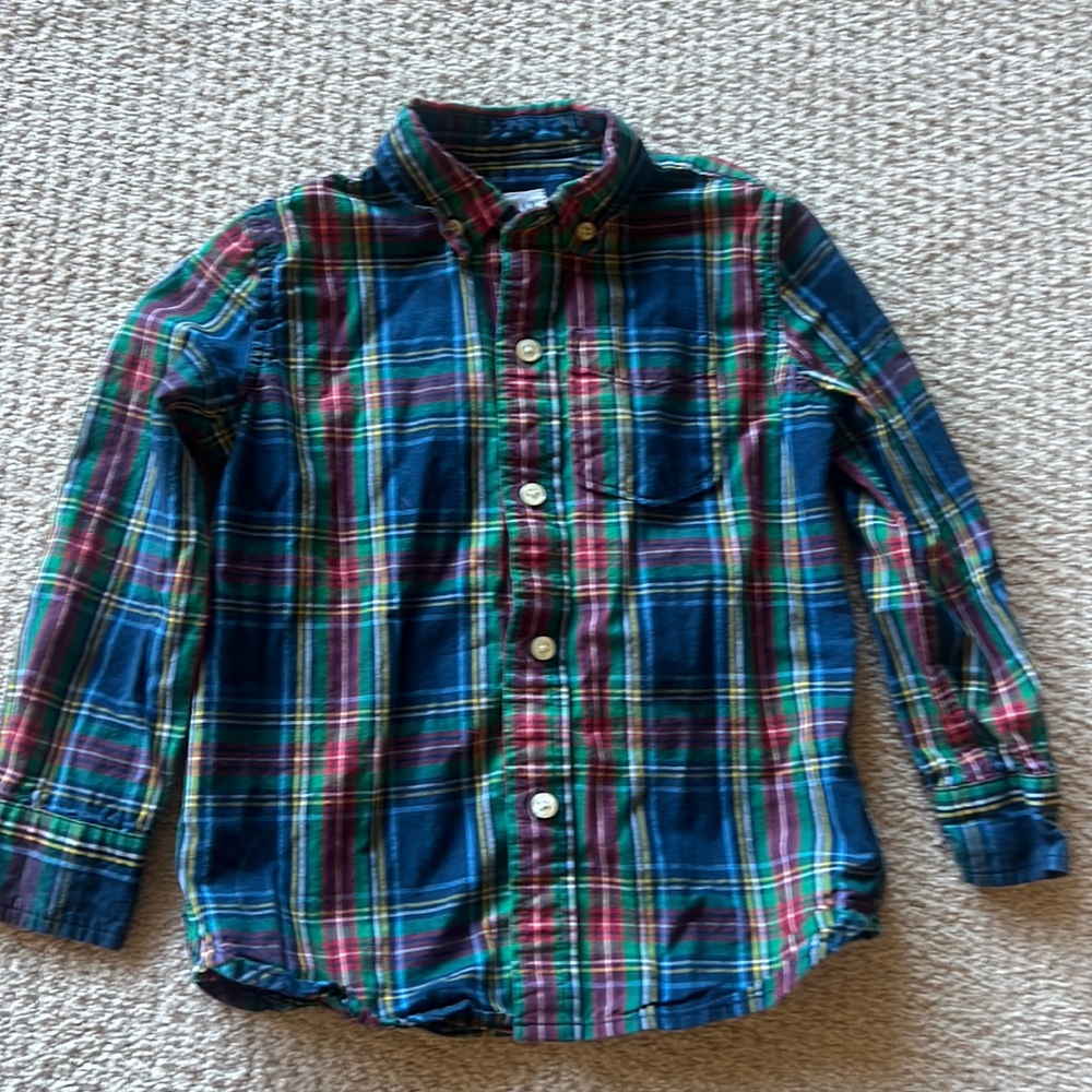 Boys Christmas plaid button down XS